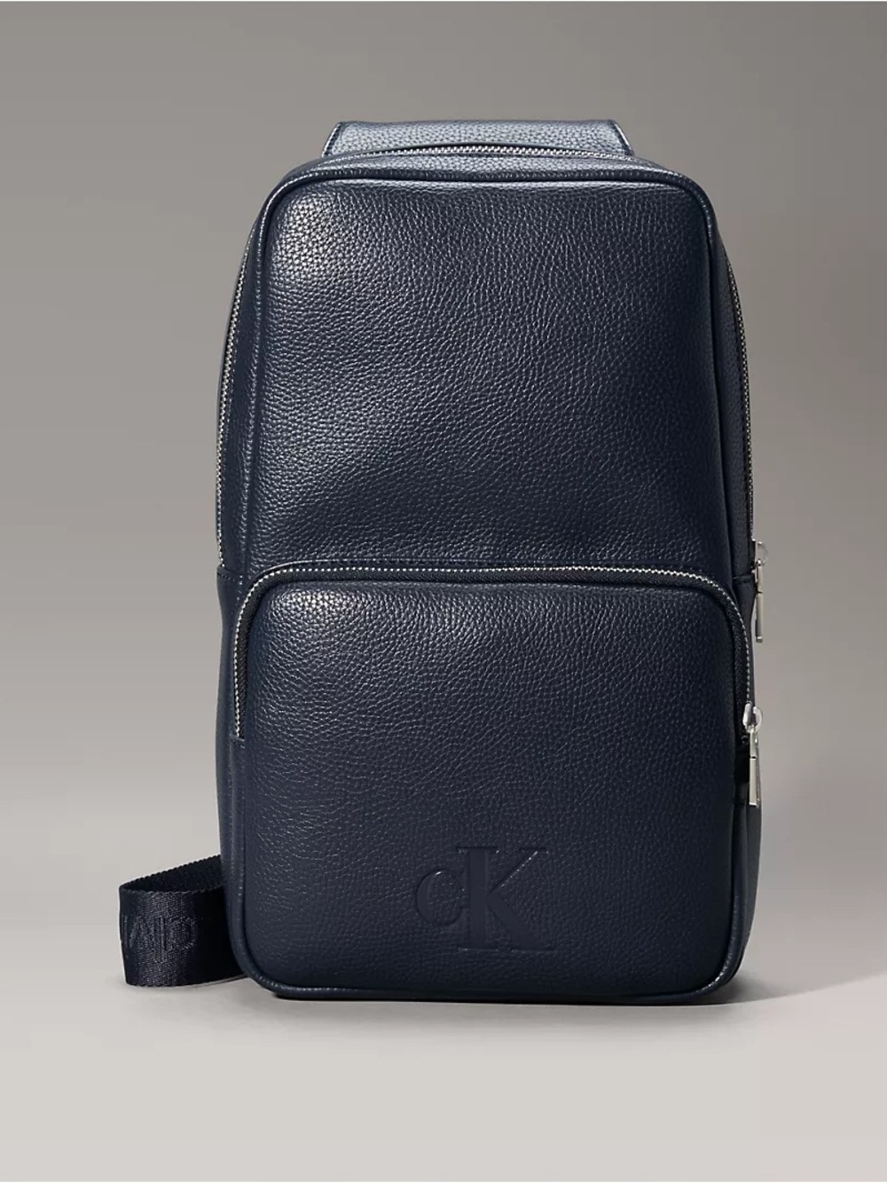 Calvin Klein Navy Pebbled Leather Crossbody Sling Bag